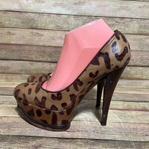 Casadei Leopard Print Leather Platform Heels